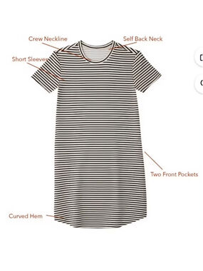 Women's Member's Mark Striped Dress XS White Black